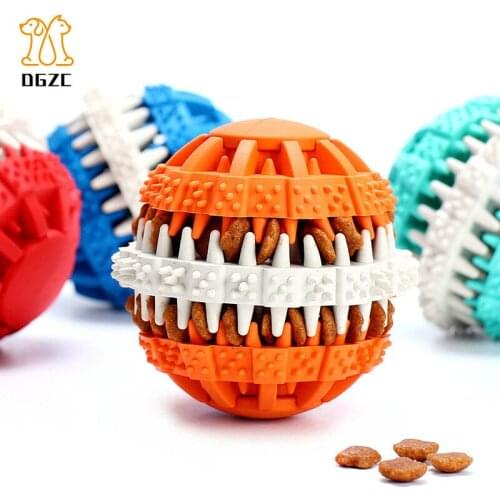 Dog Ball Toys for Pet Tooth Cleaning/Chewing/Playing,IQ Treat Ball Food Dispensing Toys of Non-Toxic Soft Rubber Ball