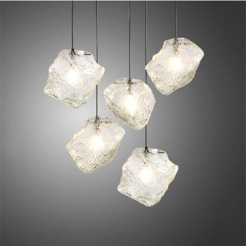 Glass Pendant Light LOFT Ice Glass Industrial Vintage Hanglamp Pendant Lamps Coffee Shop Bar Home Decor kitchen Indoor Lighting