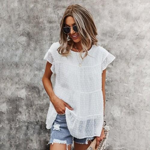 Loose And Comfortable Short Sleeve Shirt Womens Embroidery T-shirts Soft O-Neck Polyester Shirts New Clothes Fashion Summer Tops