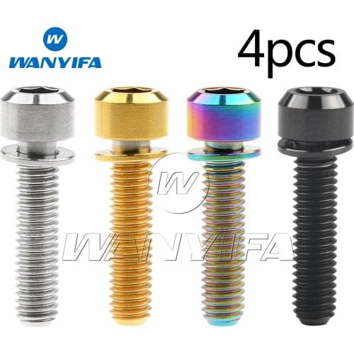 Wanyifa Titanium Bolt M6x16 18 20 25 35mm Allen Head with Washers Cycling Screws Bike Accessory 4pcs