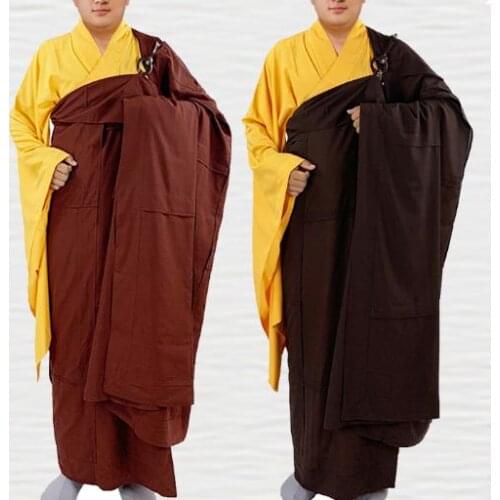 Unisex high quality buddhist zen lay meditation cassock Shaolin monk kung fu Kesa clothing buddha master robe blessing suits