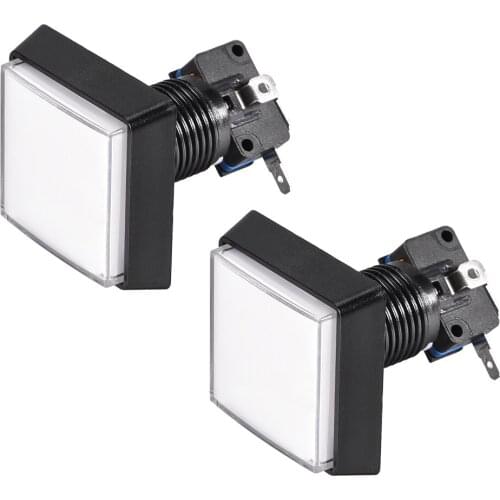 Uxcell Game Push Button 50x50 Square 12V LED Illuminated Push Button White 2pcs