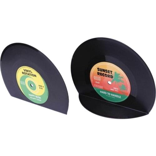 Vintage Vinyl Record Bookends ABS Plastic Book Ends DIY Home Decoration Gift
