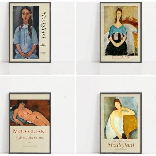 Jeanne Hebuterne, 1919 by Modigliant, Women Have Elongated Faces, Contemporary art, Amedeo Modigliani Painting Wall Art