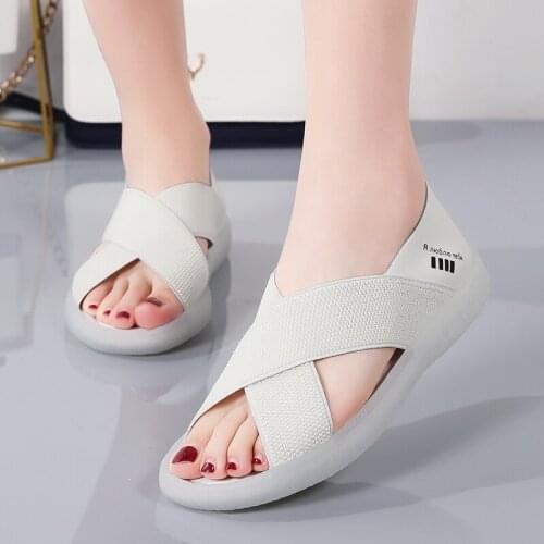Ladies Sandals The New Cross Elastic Band Flat Sandals All-match Non-slip Beach Sandals Casual Sandals Designer Sandals 35-45