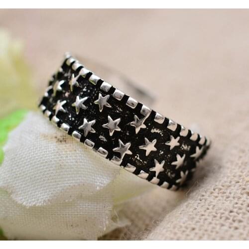 New Arrival 100% 925 Sterling Silver Retro Full Star Female Rings Wholesale Jewelry For Women Birthday Gift Never Fade Ring