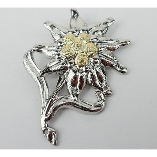WWII Germany Officer Edelweiss Mountain Cap Badge Insignia