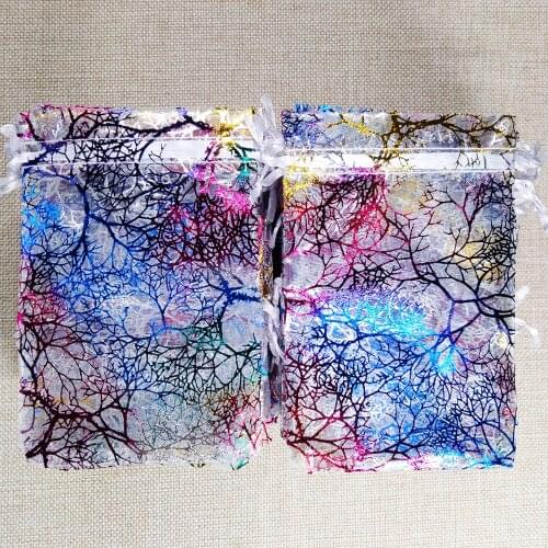 100pcs 7x9 9x12 10x15cm White&Colorful Drawstring Organza Bags Jewelry Packaging Bags Wedding Party Gift bag Jewelry Pouches