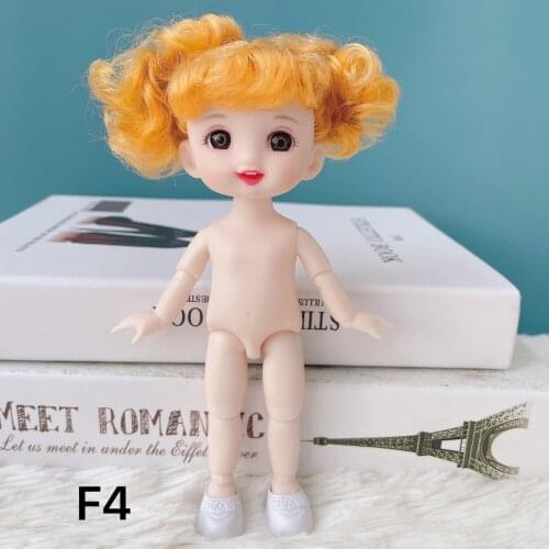 13 Joints Movable BJD Dress Up 16 cm Cute Doll Body Naked Baby 3D Real Eyes 1/12 DIY Girl Toys Give Shoes Children Gifts New