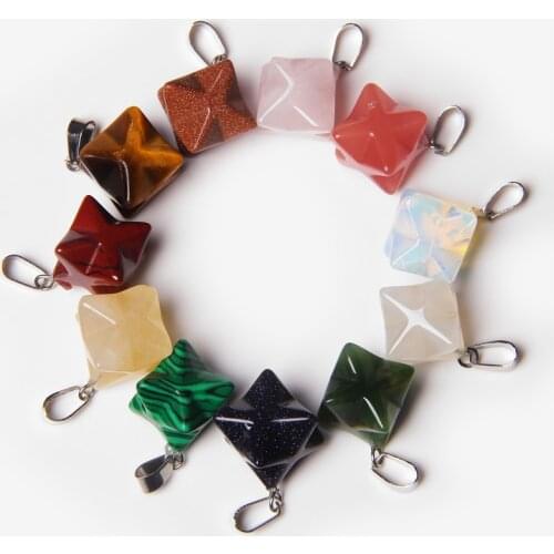 2-5 pcs Geometric Multi-faceted Opalite Pendant For DIY Making Jewelry Necklace 21*17 mm Citrine Beads Charms For Drop Earings