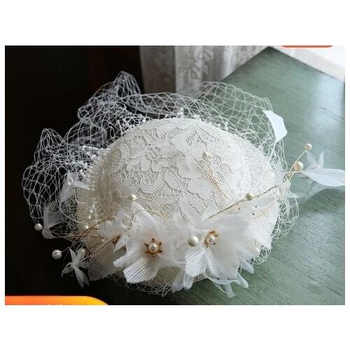 2020 New French retro elegant net yarn flower small top hat photo studio wedding dress sen department travel shoot ins headdre R
