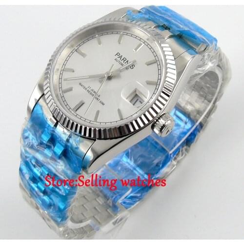 36mm Parnis silver dial Sapphire glass date Miyota automatic mens women watc p07
