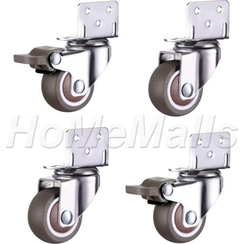 1/4/8pcs 360 Degree Swivel Caster Rubber Wheels Single Side Splint Wheels 1/1.25/1.5/2 inch Casters For Shopping Cart Trolley