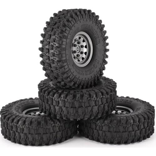 4Pcs 1.9 Inch 120mm Rubber Tires Tire with Metal Wheel Rim Set for 1/10 Traxxas TRX-4 SCX10 RC4 D90 RC Crawler Car Part