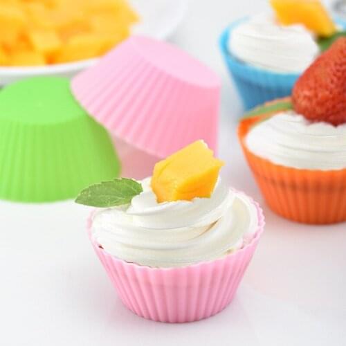 5 Pcs Muffin Cupcake Baking Silicone Candy Color Diy Cooking Kitchen Supplies Reusable Round Shaped Bakeware Cake Mold