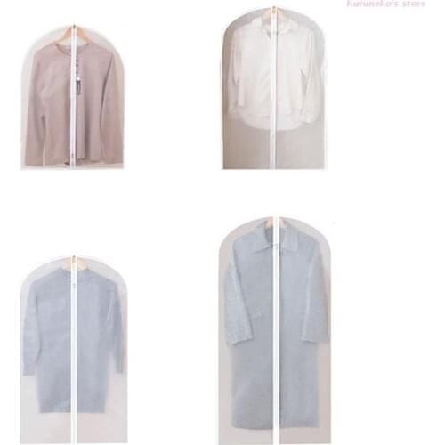 6 Pcs Full Zipper Translucent Clothes Cover Protector Dustproof Hanging Clothing Storage Bag Waterproof Breathable Garment HX6D