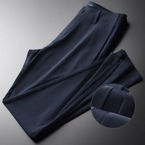 Classic Summer Mens Pants Luxury Business Fashion Elastic Mens Suit Pants Hight Quality Elastic Waistband Slim Mens Trousers