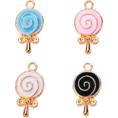 10Pcs Multicolor Enamel Color Lollipop Pendant Childrens Jewelry Custom Handmade Cute Girl Earrings DIY Jewelry Making Supplies