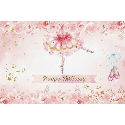 Happy Birthday Backdrop Peach Pink Flowers Photography Background Celebration Photo Booth Studio Decor