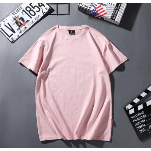 New Cotton Harajuku Aesthetics Tshirt Solid Color Short Sleeve Tops & Tees Fashion Casual Couple Basic T Shirt Plus Size Women