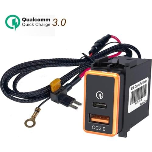 CHELINK Hot Selling 2020 Electronic Products Fast USB Car Charger for Nisan with PD QC 3.0 Dual Port Fit for iPhone Huawei Phone