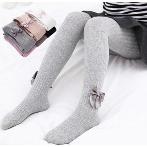 Cotton Knitted Bow Baby Pantyhose Newborn Autumn Winter Inflant Girl Ribbed Tights Kids Dresses for Girl Toddler Winter Clothes