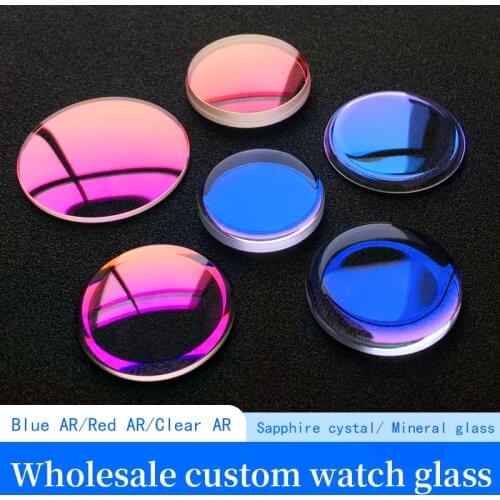 Custom Sapphire cystal Mineral watch glass Blue AR Clear Red AR-coating Custom size watch parts