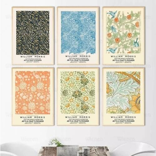 Retro Leaves Flowers Canvas Print Painting William Morris Wall Art Poster Museum Exhibition Prints Picture Living Room Decor