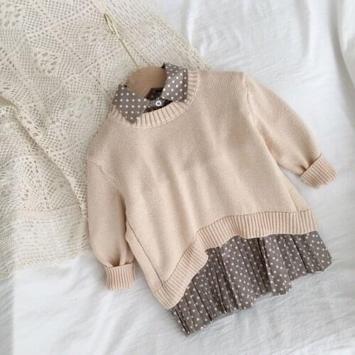 Korean personality baby pullover sweater girls knitted jacket loose children childrens autumn clothes fashion cotton thread