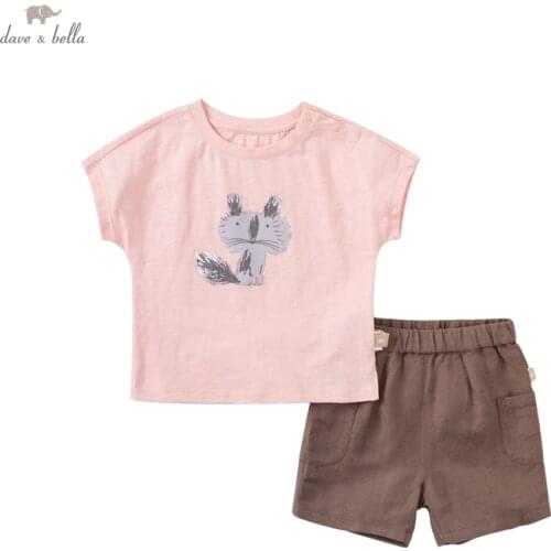 DBX17530 dave bella baby boys summer casual cartoon print clothing sets kids boy fashion short sleeve sets children 2 pcs suit