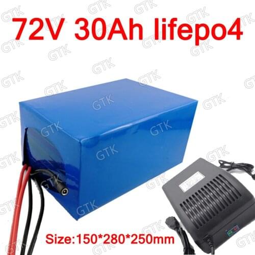 GTK lithium 72v 30ah lifepo4 battery deep cycle with 50A BMS for 1500w 3000w bike scooter Tricycle motorcycle +5A charger