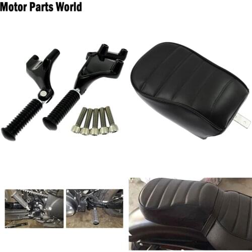 Motorcycle Rear Passenger Foot Pegs Mount Black Pedal +Rear Passenger Pad Seat For Harley Sportster Iron 883 XL883N 2016-2020