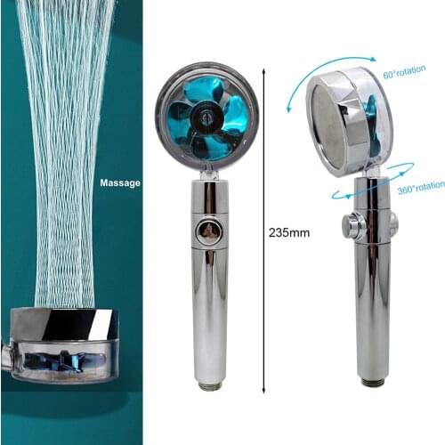 Pressurized Shower 360 Degrees Rotating Shower Head Water Saving ABS Rain High Pressure Spray Nozzle Hot Sale Propeller Shower