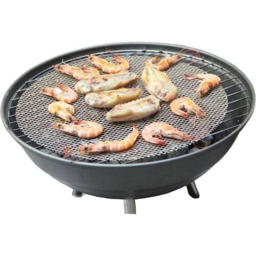 Round BBQ Mesh Grill Mat Heat Resistant Non-Stick Roasting Cooking Pad Home Reusable Barbecue Grill Sheet PTFE Coated BBQ Liner