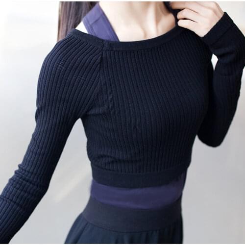 Autumn Winter Ballet Leotards for Women Long Sleeve Knitted Sweater Tops Sexy Stage Permance Slim Gymnastic Leotard Girls