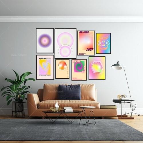 Halo poster, gradient retro ethereal decoration, meditation Y2K decoration exquisite printing, psychedelic decoration, spiritual