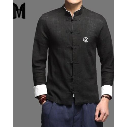 Oversized Shirt 5XL Plus Size Men Casual Long Sleeve Shirts White and Black Embroidery Printing Cotton Linen Retro Dress Shirt
