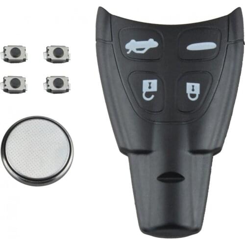 Remote 4 Buttons Auto Car Key Fob Transmitter Clicker Alarm Car Key Shell Case Replacement with Button Batteries for Sabo