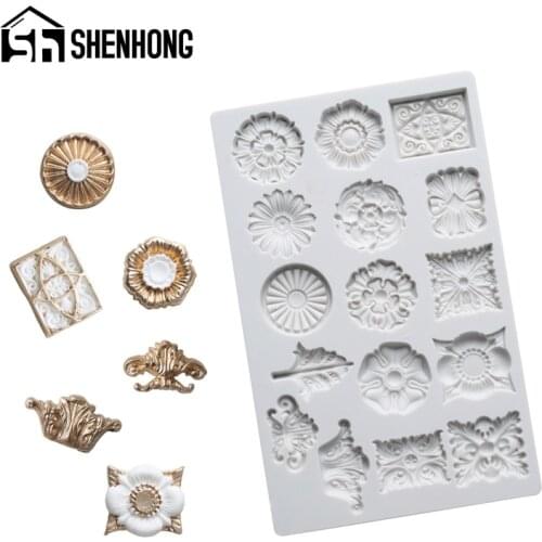 SHENHONG Silicone Fondant Cake Mold Retro Relief Sugarcraft Dessert Pastry Decorating Tools Chocolate Paste Baking Mould