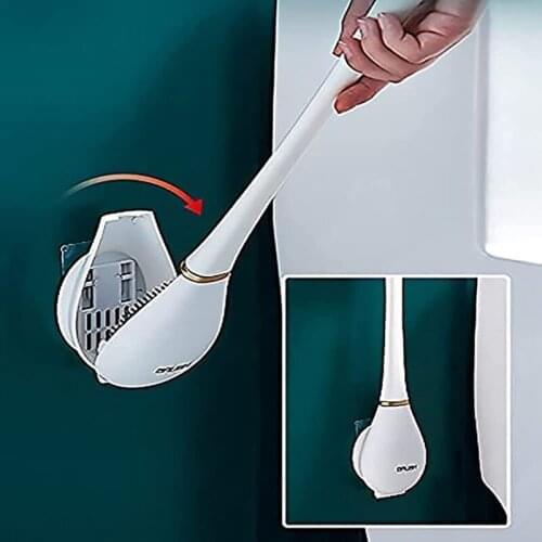 Silicone Water Drop Toilet Brush Automatic Opening & Closing Wall-mounted Cleaning Toilet Brush Set Clean Tool Durable Bathroom