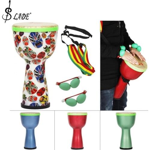 Slade 8 Inch African Drum ABS Material Lightweight Design Djembe Drum with Shaker Eggs and Shoulder Strap