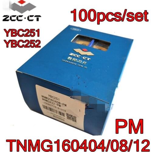 TNMG160404-PM TNMG160408-PM TNMG160412-PM YBC251 YBC252 100pcs/set Zcc.ct Carbide insert Processing: steel