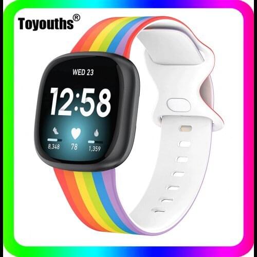 Toyouths Silicone Watch Strap for Fitbit Versa 3 Printing Silica Gel Watch Strap Leisure Watches Acessories for Fitbit Sense