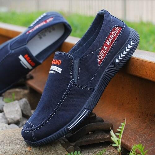 Fashion Denim Men Canvas Shoes male Summer Mens sneakers Slip On Casual Breathable Shoes Loafers Chaussure Homme Black SIZE 45