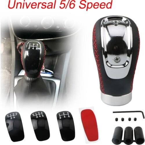 Universal 5/6 Speed Genuine PU Leather Gearshift Replacement Manual Car Gear Stick Shift Knob Set 95x50 mm Gear Stick Shift Knob