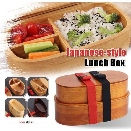 Japanese Bento Box Sushi Tableware Bowl Food Container Portable Eco-friendly Wooden Lunch Box School Kid Office Worker Lunch Box