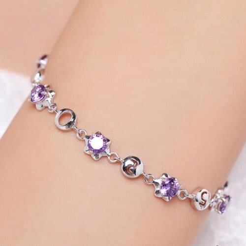 Everoyal New Arrival Female Crystal Purple Star Bracelets For Women Jewelry Fashion Silver 925 Girls Bracelet Accessories Lady
