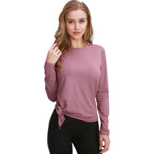 Womens Yoga Top Long Sleeve Breathable Quick Dry Yoga Shirt Elastic Loose Sportswear Gym Fitness Workout Sport Top T Shirt