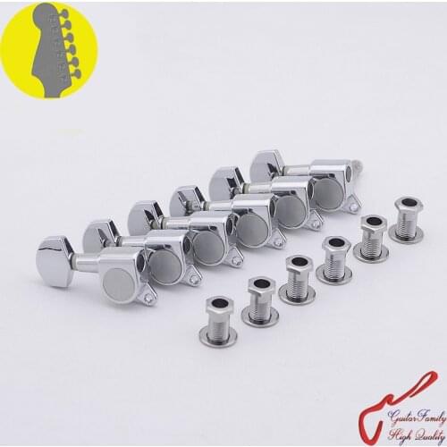 1 Set GuitarFamily 6 In-line Left Hand Guitar Machine Heads Tuners Chrome ( #0427 ) MADE IN KOREA