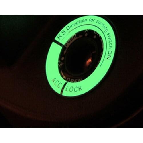 1 Pcs Luminous Car Ignition Switch Alloy Cover Car Accessories Stickers Black /Blue